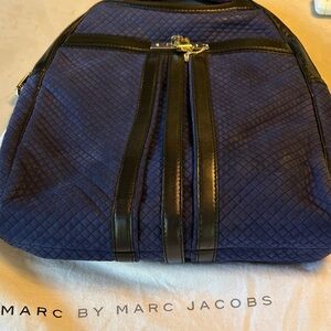 Marc by Marc Jacobs Quilted Navy and Black Leather-Trim tote